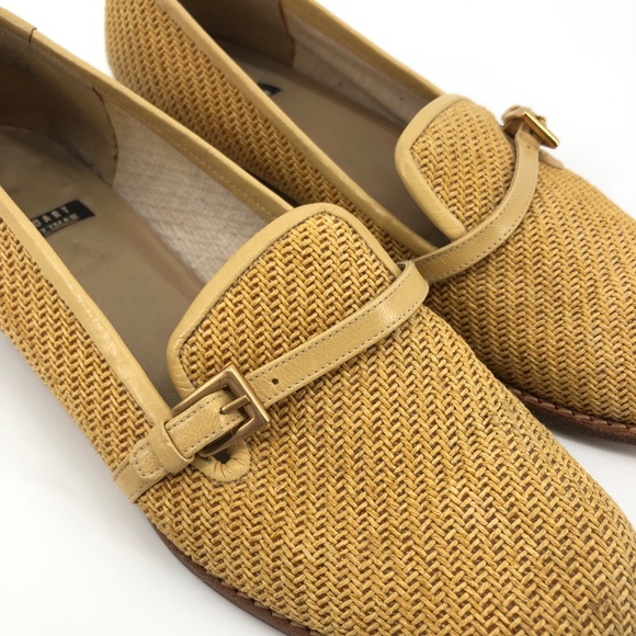Vintage Stuart Weitzman Golden Straw Loafers 8AA - Picture 8 of 14